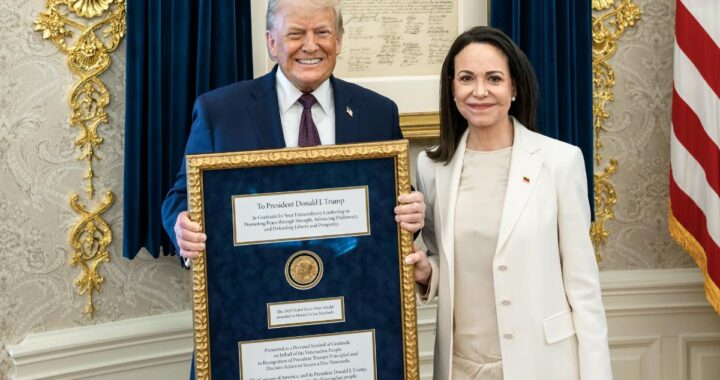 “Patético”: Noruega critica que María Corina Machado entregue medalla del Nobel de la Paz a Donald Trump
