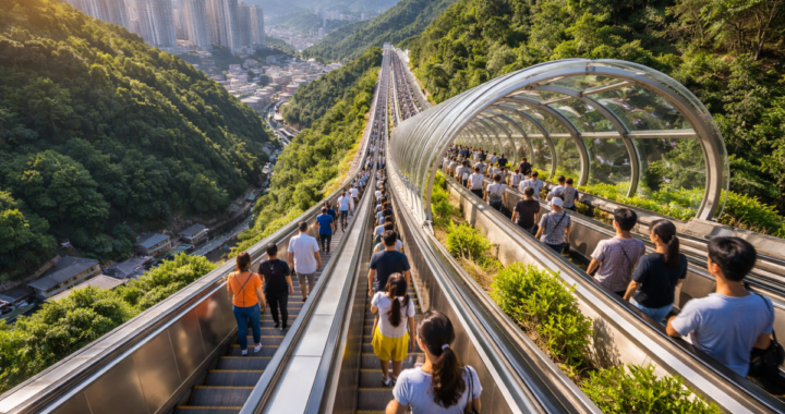 Tiene casi 1 km y ahorra 40 minutos: así es la escalera mecánica más larga del mundo