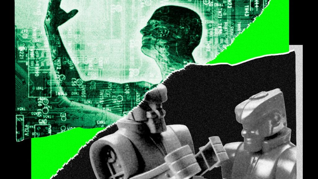 Un brazo robótico LeRobot 101 en acción con su controlador y cámara