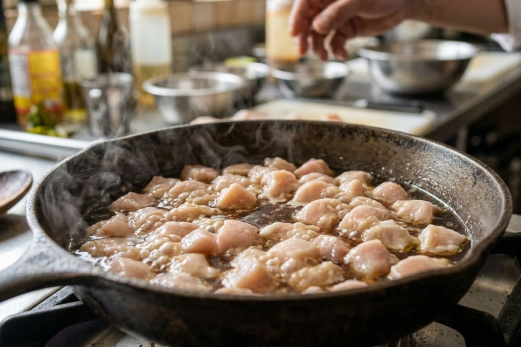 Una pechuga de pollo jugosa y tierna, lista para ser disfrutada gracias al vinagre de manzana.