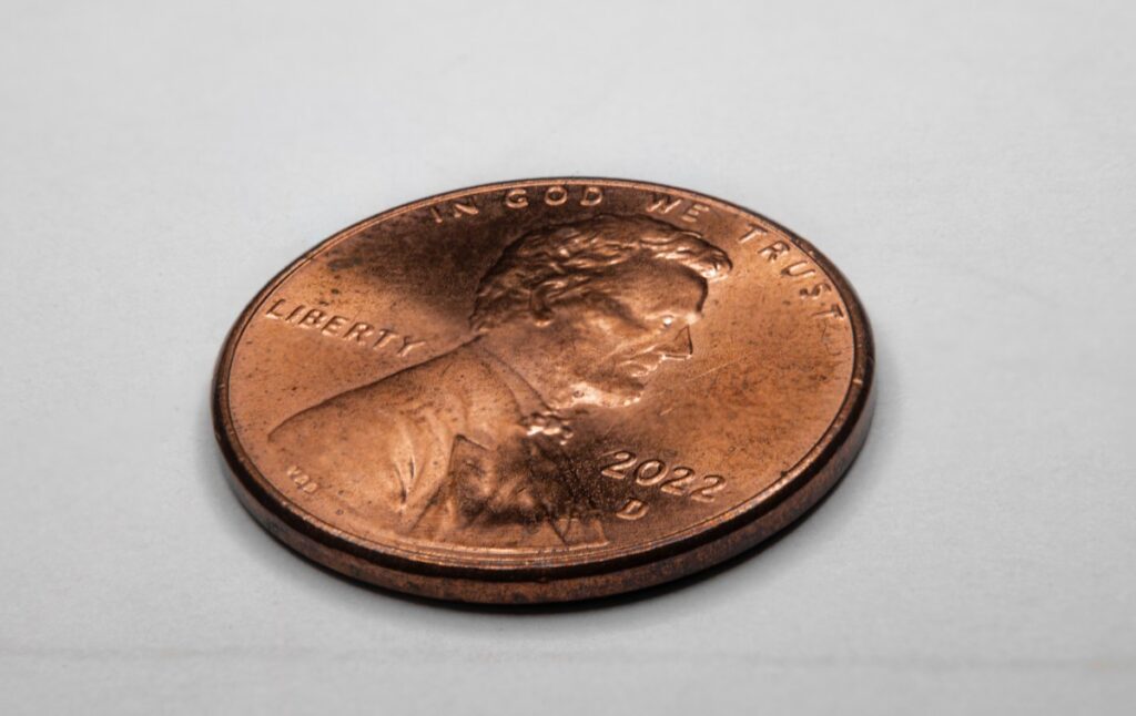 Imagen de un centavo de 1988 con el error de 'doble oreja' en el rostro de Abraham Lincoln