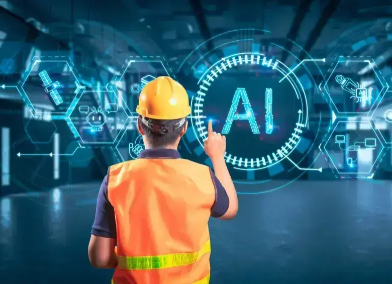 Una persona trabajando con inteligencia artificial en una oficina