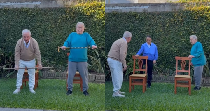 Mostró la rutina de entrenamiento que armó para sus abuelos y se volvió viral: “¿Estamos listos?”