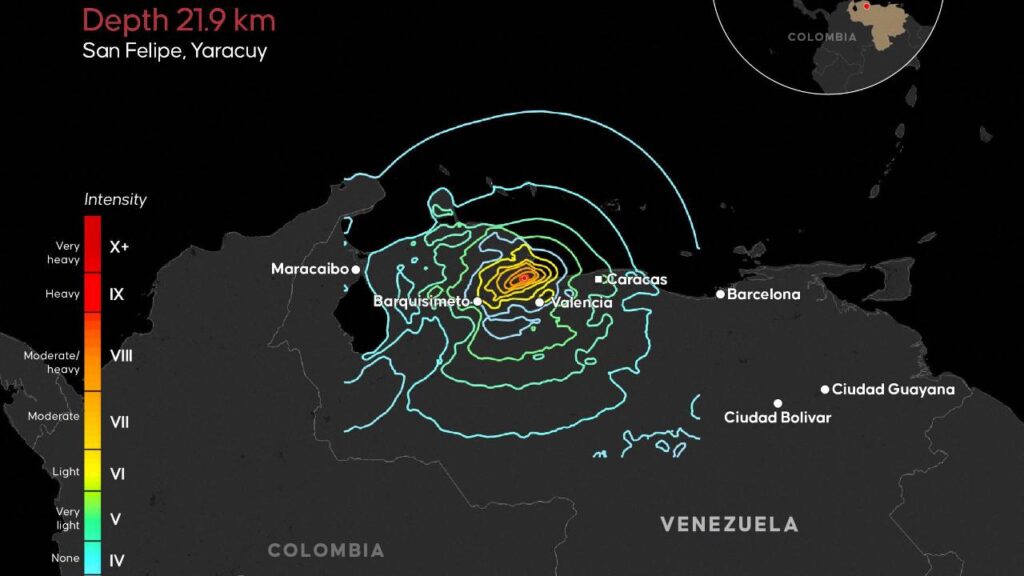 Teléfono Android mostrando alerta sísmica de Google con fondo de terremoto